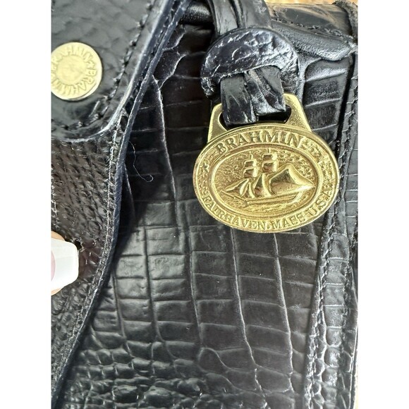 Brahmin black Anytime Mini Melborn Croc Leather Shoulder Bag Hobo Luxury - Picture 10 of 10